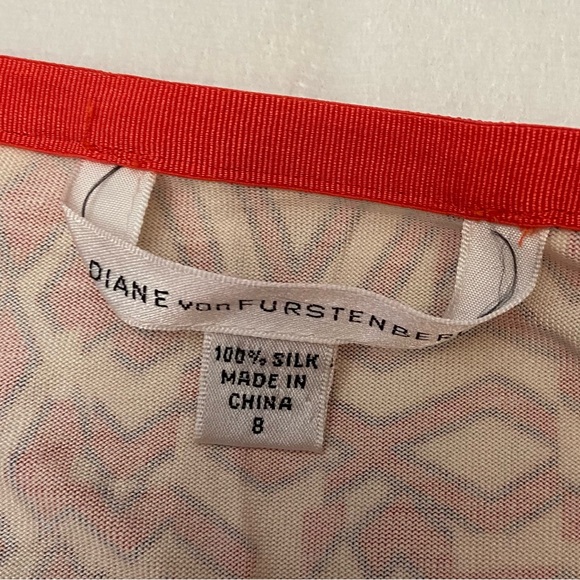 DVF Diane Von Furstenberg vintage Red geo pull-on elastic Skirt 2304 - Picture 4 of 8